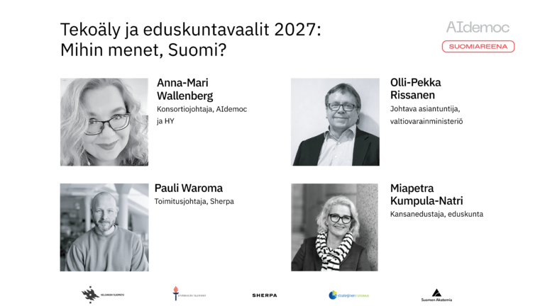SuomiAreena 2026 – Tekoäly ja eduskuntavaalit 2027: Mihin menet, Suomi?